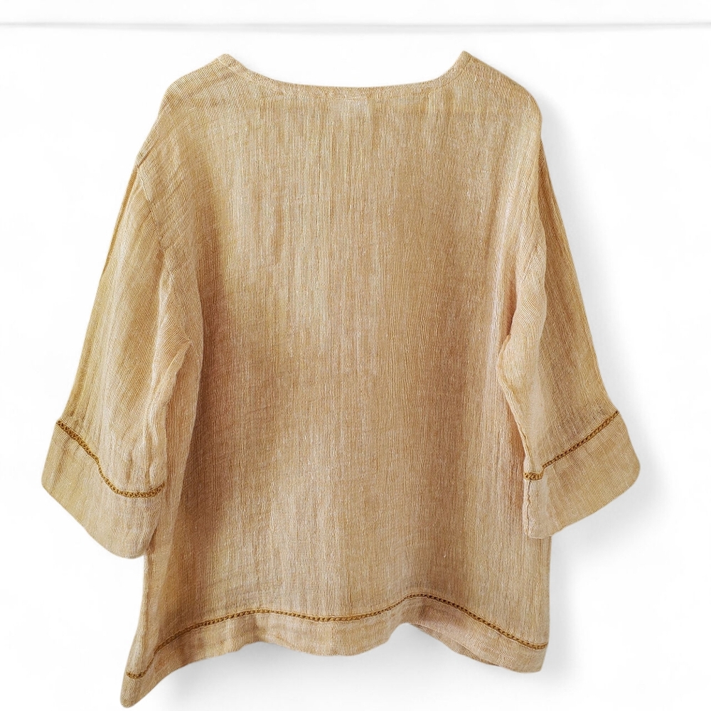 J.Jill Elegant Linen Open Weave Beige Women's Top - Picture 5 of 14